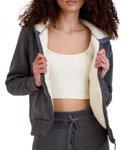 Women's Zip Up Sherpa Lined Hoodie with Pockets Heather Grey $13.19 Hoodies & Sweatshirts