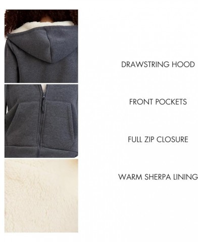 Women's Zip Up Sherpa Lined Hoodie with Pockets Heather Grey $13.19 Hoodies & Sweatshirts