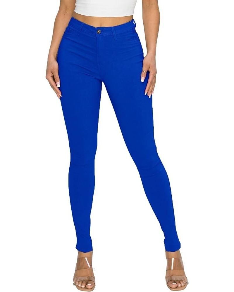 High Waisted-Rise Colored Jeans Ripped Destroyed Distressed Stretchy Royal Blue $13.94 Jeans