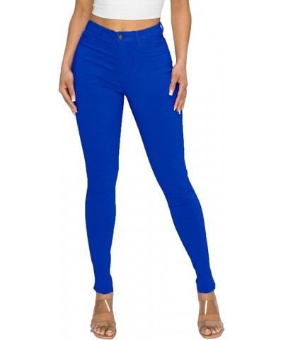 High Waisted-Rise Colored Jeans Ripped Destroyed Distressed Stretchy Royal Blue $13.94 Jeans