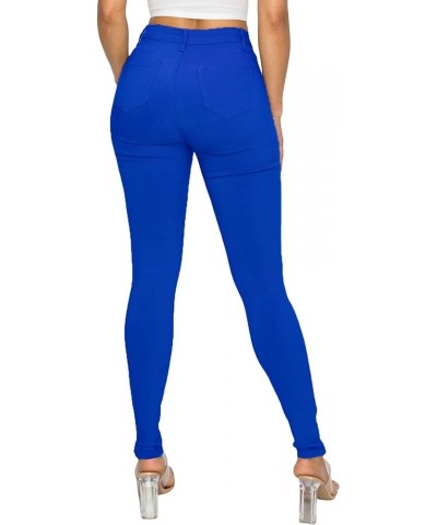 High Waisted-Rise Colored Jeans Ripped Destroyed Distressed Stretchy Royal Blue $13.94 Jeans