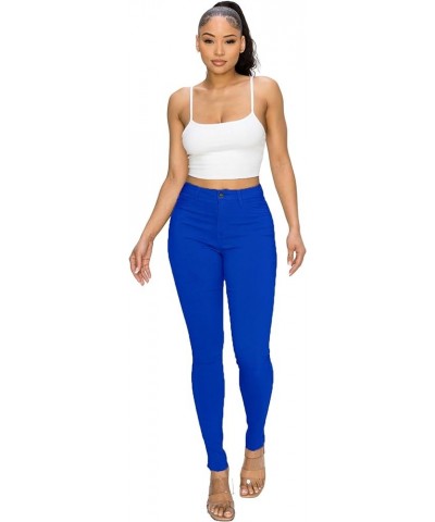 High Waisted-Rise Colored Jeans Ripped Destroyed Distressed Stretchy Royal Blue $13.94 Jeans