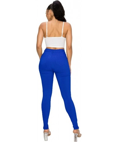 High Waisted-Rise Colored Jeans Ripped Destroyed Distressed Stretchy Royal Blue $13.94 Jeans