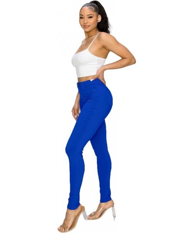 High Waisted-Rise Colored Jeans Ripped Destroyed Distressed Stretchy Royal Blue $13.94 Jeans