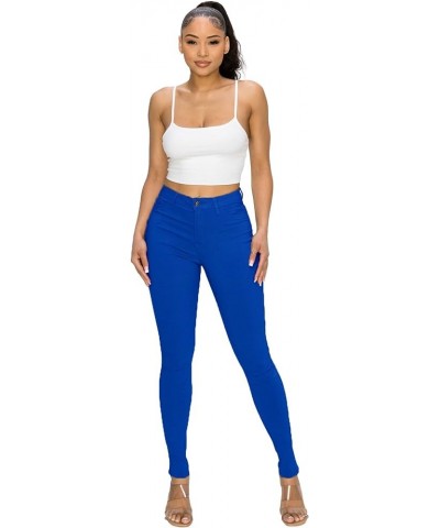 High Waisted-Rise Colored Jeans Ripped Destroyed Distressed Stretchy Royal Blue $13.94 Jeans