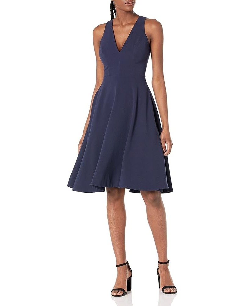 Women's Catalina Plunging V-Neck, a Line Midi Midnight Blue B $29.85 Dresses