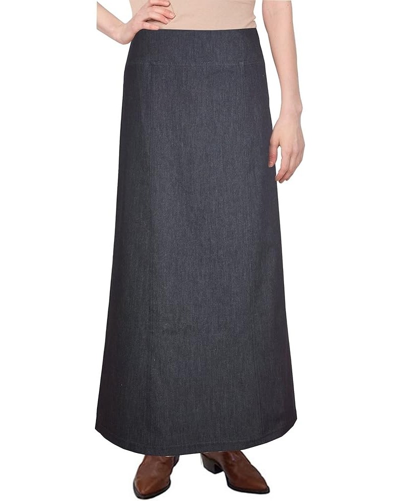 Baby'O Women's Basic Long Ankle Length Denim A-Line Panel Skirt Blue $26.99 Skirts