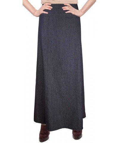 Baby'O Women's Basic Long Ankle Length Denim A-Line Panel Skirt Blue $26.99 Skirts