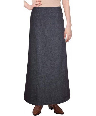 Baby'O Women's Basic Long Ankle Length Denim A-Line Panel Skirt Blue $26.99 Skirts