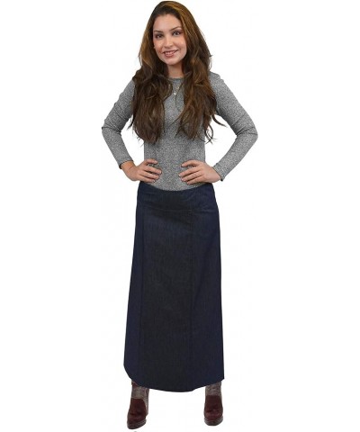 Baby'O Women's Basic Long Ankle Length Denim A-Line Panel Skirt Blue $26.99 Skirts