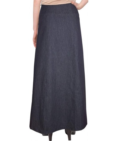 Baby'O Women's Basic Long Ankle Length Denim A-Line Panel Skirt Blue $26.99 Skirts