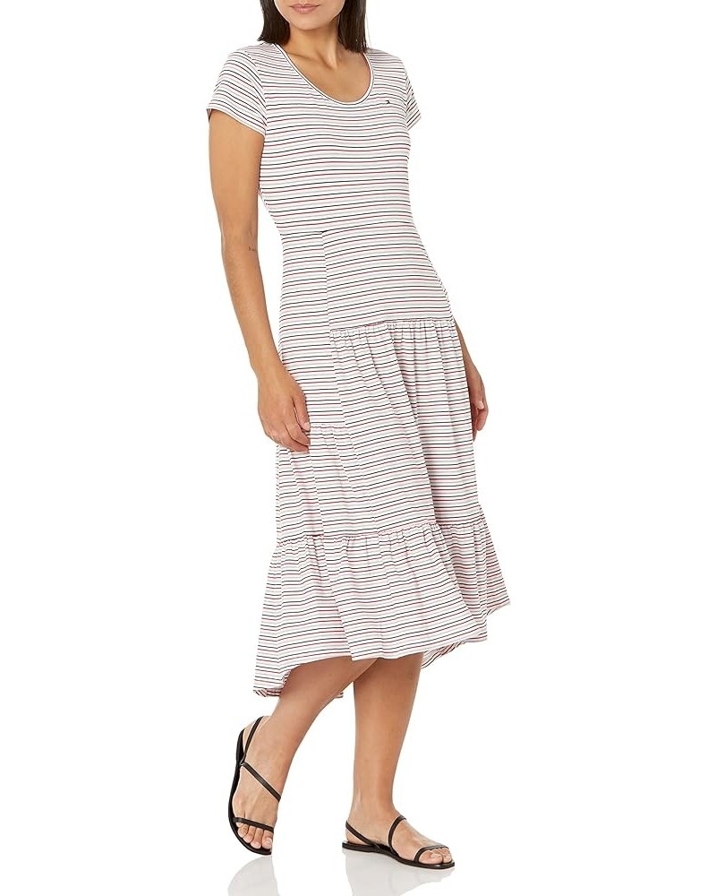 Women's Tiered Stripe Midi Dress Iconic Multi Stripe $25.90 Dresses