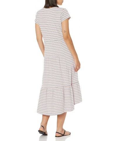 Women's Tiered Stripe Midi Dress Iconic Multi Stripe $25.90 Dresses