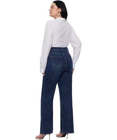 Plus Size Baggy Jeans for Women Wide Leg Women Jeans Full Length Mom High Waist Tall Loose Wide Leg Pants Dark Blue $20.70 Jeans