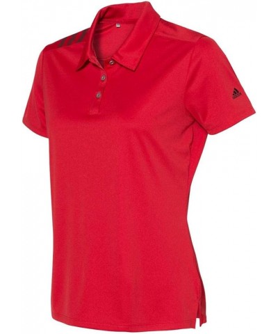 Women's 3-Stripes Shoulder Polo - A325 Collegiate Red/ Black $27.38 Shirts