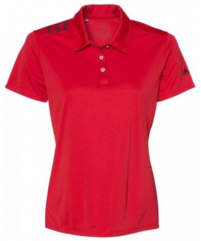 Women's 3-Stripes Shoulder Polo - A325 Collegiate Red/ Black $27.38 Shirts