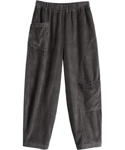 Women's Corduroy Wide Leg Pants with Unique Pockets Bloomers Trousers Gray $12.00 Pants