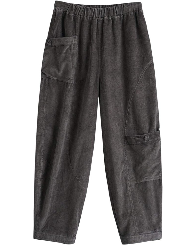 Women's Corduroy Wide Leg Pants with Unique Pockets Bloomers Trousers Gray $12.00 Pants