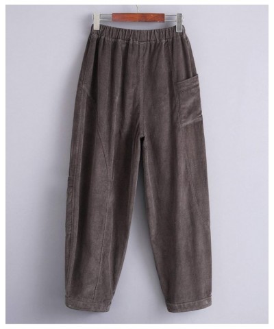 Women's Corduroy Wide Leg Pants with Unique Pockets Bloomers Trousers Gray $12.00 Pants