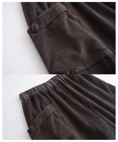 Women's Corduroy Wide Leg Pants with Unique Pockets Bloomers Trousers Gray $12.00 Pants