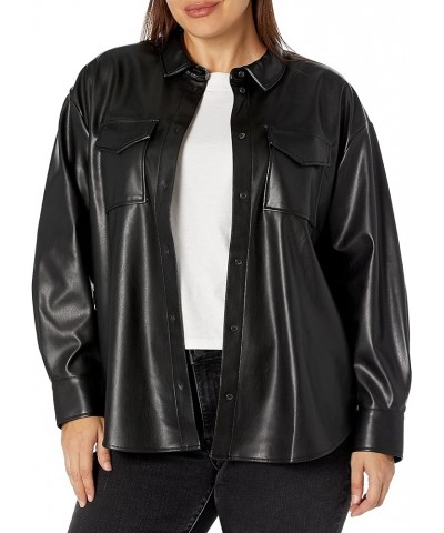 Women's Faux Leather Long Shirt Jacket Black $35.70 Coats