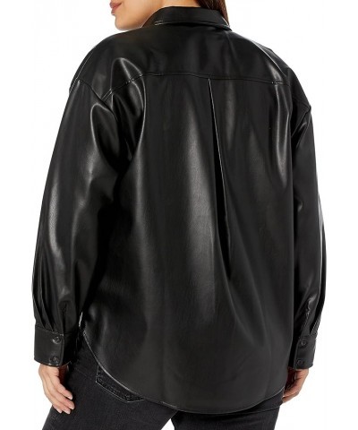 Women's Faux Leather Long Shirt Jacket Black $35.70 Coats