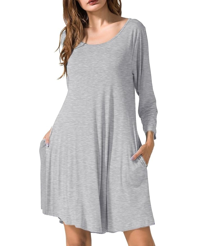 Women's 3/4 Sleeve Dress Casual Swing Pockets T-Shirt Loose Dress Heather Gray $15.11 Dresses