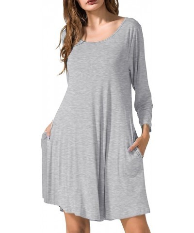 Women's 3/4 Sleeve Dress Casual Swing Pockets T-Shirt Loose Dress Heather Gray $15.11 Dresses