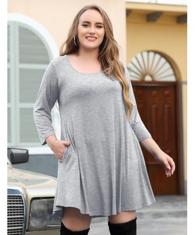 Women's 3/4 Sleeve Dress Casual Swing Pockets T-Shirt Loose Dress Heather Gray $15.11 Dresses