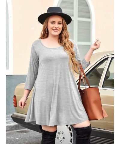 Women's 3/4 Sleeve Dress Casual Swing Pockets T-Shirt Loose Dress Heather Gray $15.11 Dresses