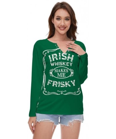 Womens St. Patrick's Day Top Long Sleeve Sweatshirt V-Neck Sexy Shirt Irish Whiskey $13.67 Hoodies & Sweatshirts