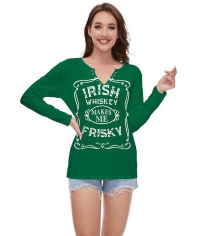 Womens St. Patrick's Day Top Long Sleeve Sweatshirt V-Neck Sexy Shirt Irish Whiskey $13.67 Hoodies & Sweatshirts