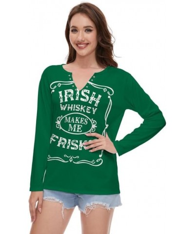 Womens St. Patrick's Day Top Long Sleeve Sweatshirt V-Neck Sexy Shirt Irish Whiskey $13.67 Hoodies & Sweatshirts