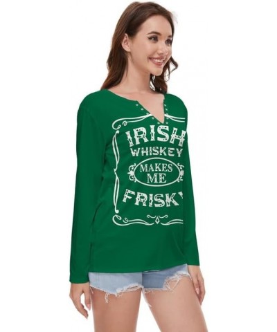 Womens St. Patrick's Day Top Long Sleeve Sweatshirt V-Neck Sexy Shirt Irish Whiskey $13.67 Hoodies & Sweatshirts