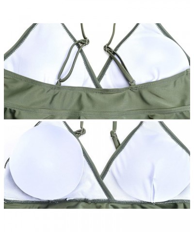 Maternity Bikini Set Two Pieces Pregnancy Swimsuit Bathing Suits High Waisted Ruffle Summer Swimwear Army Green $17.63 Swimsuits