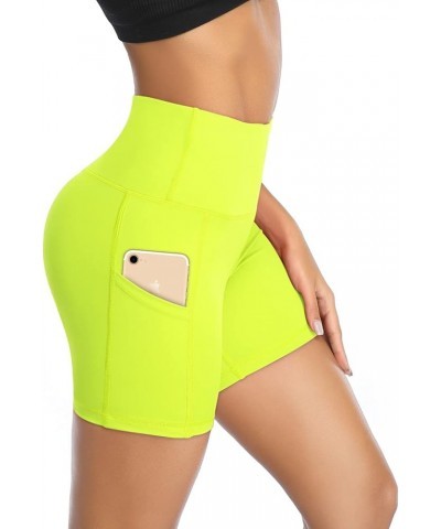 Women Yoga Shorts High Waist Tummy Control Workout Biker Running Athletic Compression Short with Pockets 5'' Inseam Yellow $1...