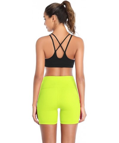 Women Yoga Shorts High Waist Tummy Control Workout Biker Running Athletic Compression Short with Pockets 5'' Inseam Yellow $1...