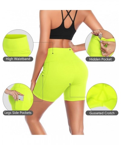 Women Yoga Shorts High Waist Tummy Control Workout Biker Running Athletic Compression Short with Pockets 5'' Inseam Yellow $1...