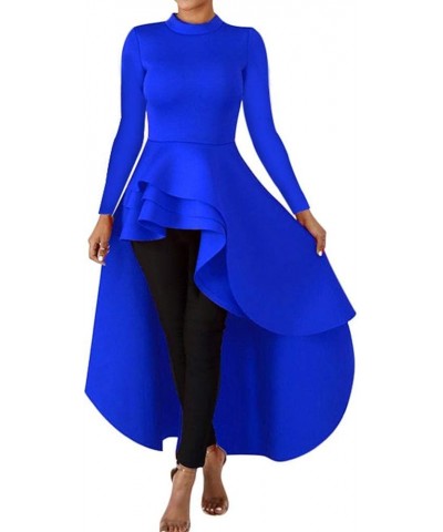 Womens High Low Dress - Fashion Elegant Asymmetrical Irregular Hem Ruffle Peplum Top Tunics Maxi Shirt Dress 01 Long Sleeve -...