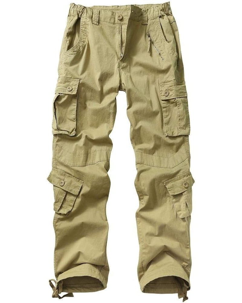 Women's Casual Combat Cargo Pants, Cotton Outdoor Camouflage Military Multi Pockets Work Pants 09 Khaki $27.35 Pants