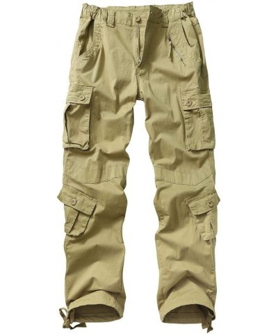 Women's Casual Combat Cargo Pants, Cotton Outdoor Camouflage Military Multi Pockets Work Pants 09 Khaki $27.35 Pants