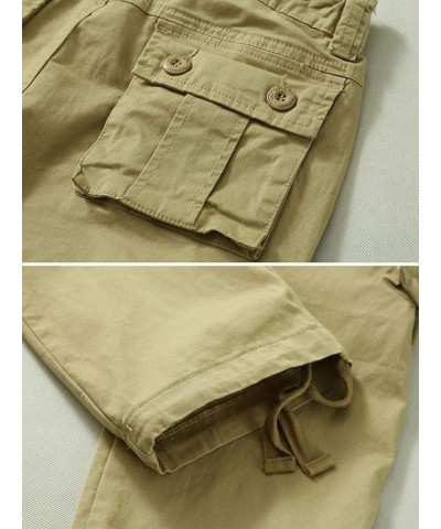 Women's Casual Combat Cargo Pants, Cotton Outdoor Camouflage Military Multi Pockets Work Pants 09 Khaki $27.35 Pants