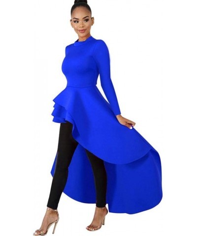 Womens High Low Dress - Fashion Elegant Asymmetrical Irregular Hem Ruffle Peplum Top Tunics Maxi Shirt Dress 01 Long Sleeve -...