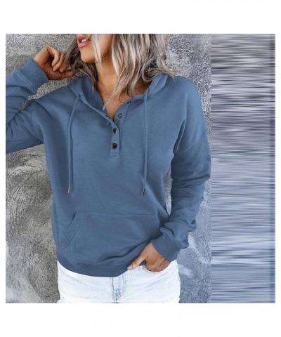 Oversized Sweatshirts for Women 2023 Fall Clothes Casual Long Sleeve Button Down Y2K Hoodie Drawstring Pullover Tops A-blue $...