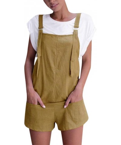 Jumpsuits for Women Loose Fit Sleeveless Spaghetti Strap Long/Short Pant Romper Jumpsuit with Pockets Ab01-khaki $5.19 Jumpsuits