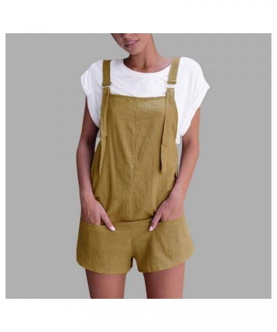 Jumpsuits for Women Loose Fit Sleeveless Spaghetti Strap Long/Short Pant Romper Jumpsuit with Pockets Ab01-khaki $5.19 Jumpsuits