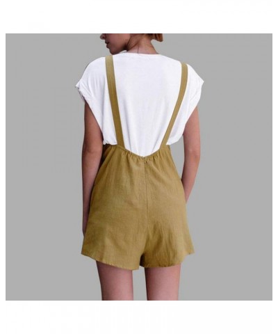 Jumpsuits for Women Loose Fit Sleeveless Spaghetti Strap Long/Short Pant Romper Jumpsuit with Pockets Ab01-khaki $5.19 Jumpsuits