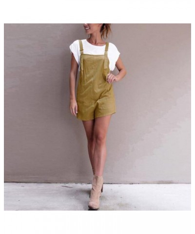 Jumpsuits for Women Loose Fit Sleeveless Spaghetti Strap Long/Short Pant Romper Jumpsuit with Pockets Ab01-khaki $5.19 Jumpsuits