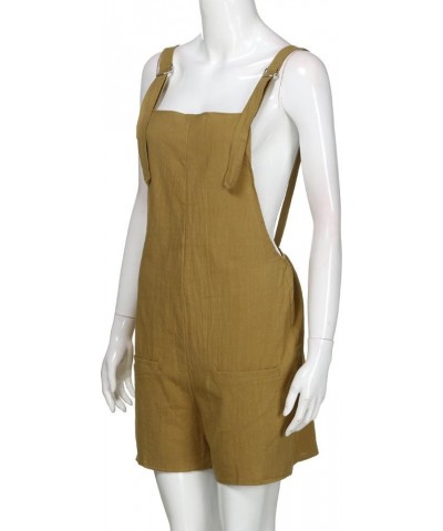 Jumpsuits for Women Loose Fit Sleeveless Spaghetti Strap Long/Short Pant Romper Jumpsuit with Pockets Ab01-khaki $5.19 Jumpsuits