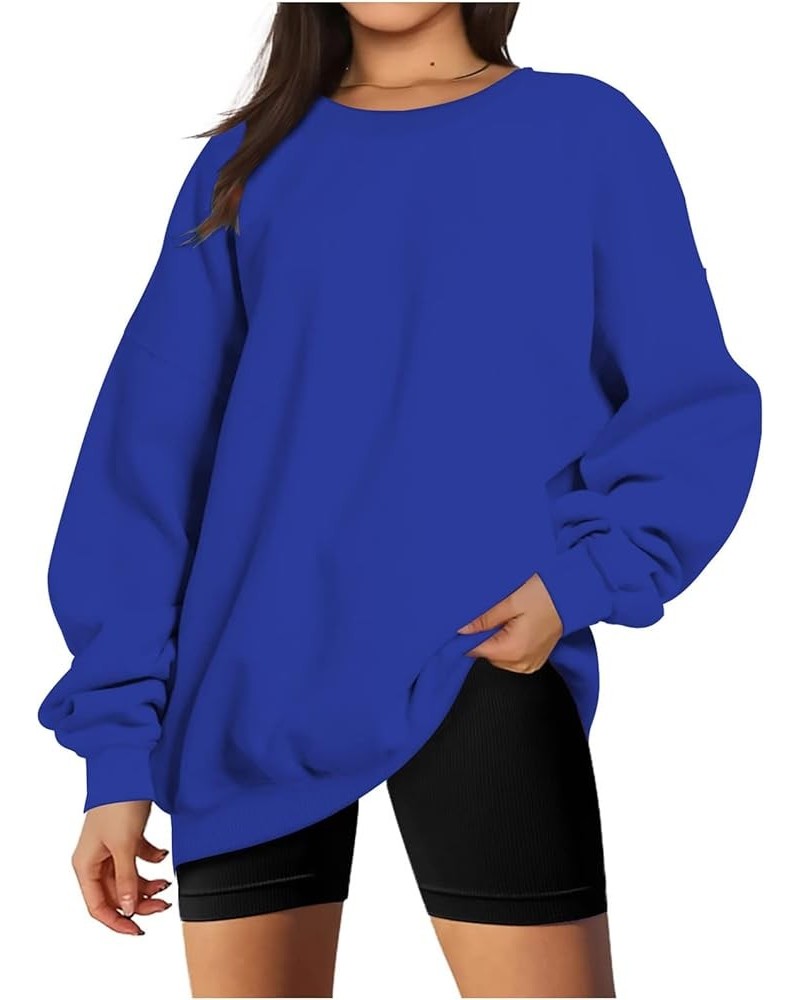 Women Oversized Sweatshirt 2023 Long Sleeve Round Neck Solid Dropped Hoodies Pullover Hoodless Casual Fashion Fall Sweaters 2...